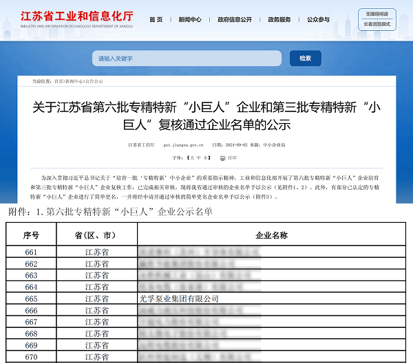 尤孚泵業(yè)集團榮獲國家級專精特新“小巨人”稱號